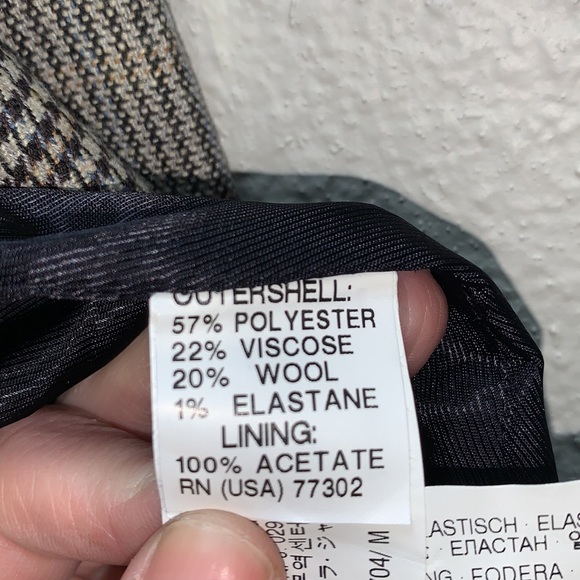 ZARA Basics Wool blend Plaid Blazer brown patchwork elbows 2 button satin lined - Picture 11 of 17